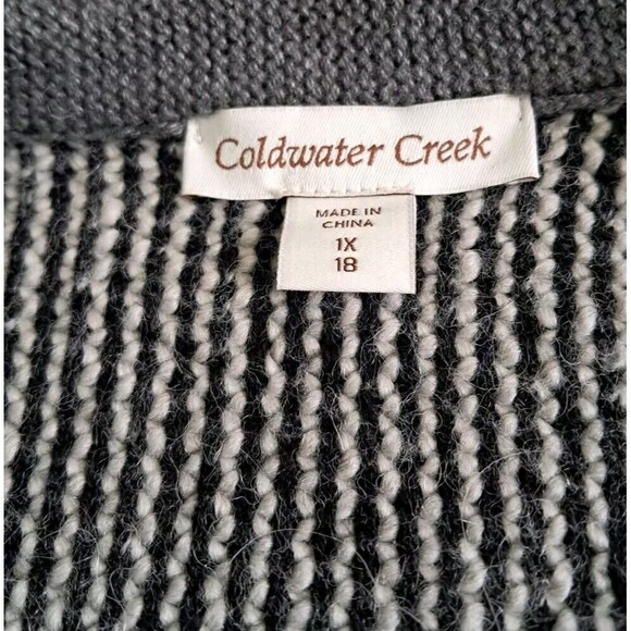NWT Coldwater Creek Houndstooth Sweater Jacket Womens 1X Gray Alpaca Mohair Wool - Picture 10 of 13